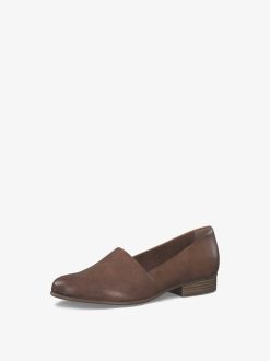 Tamaris Babouche En Cuir - Marron | Chaussures Basses Et Pantoufles