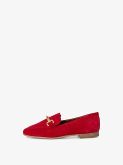 Tamaris Babouche En Cuir - Rouge | Chaussures Basses Et Pantoufles