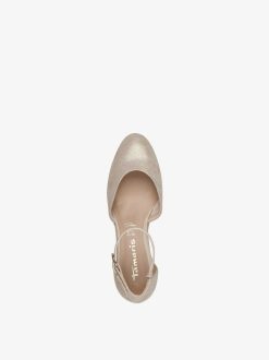 Tamaris Escarpins Compenses En Cuir - Beige | Pompes