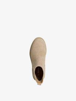 Tamaris Bottine Chelsea En Cuir - Beige | Bottines