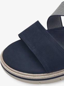 Tamaris Sandale En Cuir - Bleu | Des Sandales