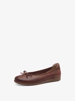 Tamaris Ballerine En Cuir - Marron | Ballerines