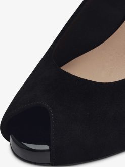 Tamaris Peeptoe En Cuir - Noir | Pompes