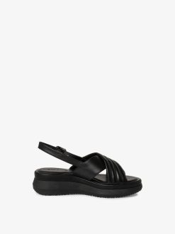 Tamaris Sandale A Talon En Cuir - Noir | Des Sandales