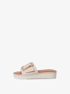 Tamaris Mule En Cuir - Beige | Mules