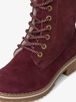 Tamaris Bottine En Cuir - Doublure Chaude Rouge | Bottines