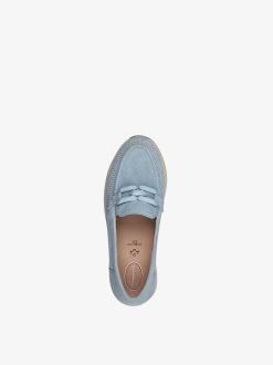 Tamaris Babouche En Cuir - Bleu | Chaussures Basses Et Pantoufles