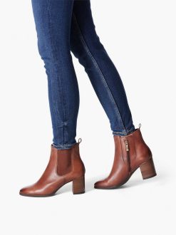 Tamaris Bottine Chelsea En Cuir - Marron | Bottines