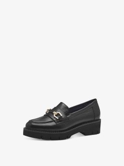 Tamaris Babouche En Cuir - Noir | Chaussures Basses Et Pantoufles