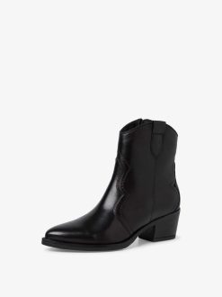 Tamaris Bottine En Cuir - Noir | Bottines