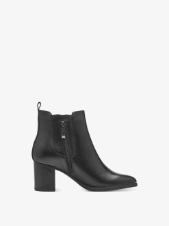 Tamaris Bottine Chelsea En Cuir - Noir | Bottines