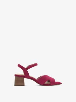 Tamaris Sandale A Talon En Cuir - Rose | Des Sandales