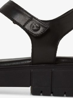 Tamaris Sandale A Talon En Cuir - Noir | Des Sandales