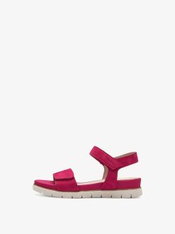 Tamaris Sandale A Talon En Cuir - Rose | Des Sandales