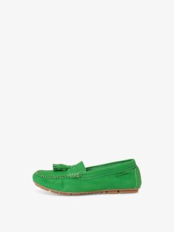 Tamaris Mocassin En Cuir - Vert | Chaussures Basses Et Pantoufles