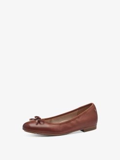 Tamaris Ballerine En Cuir - Marron | Ballerines