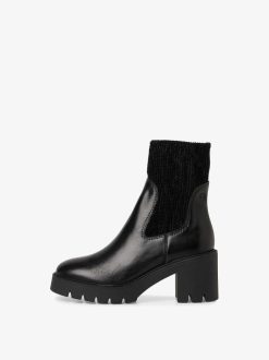 Tamaris Bottine Chelsea En Cuir - Noir | Bottines