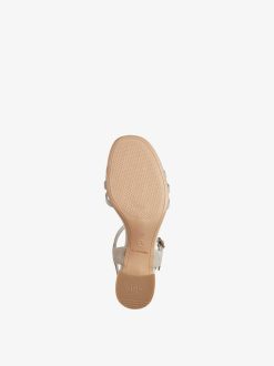 Tamaris Sandale A Talon En Cuir - Beige | Des Sandales