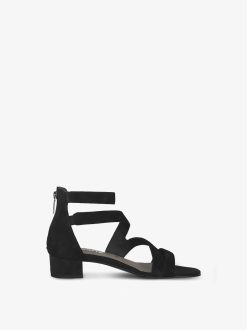 Tamaris Sandale A Talon En Cuir - Noir | Chaussures D'Ete