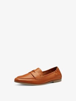 Tamaris Babouche En Cuir - Orange | Chaussures Basses Et Pantoufles