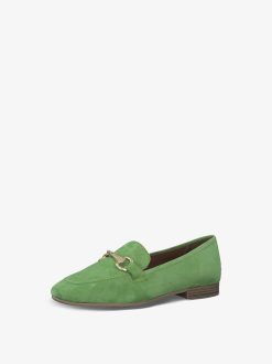 Tamaris Babouche En Cuir - Vert | Chaussures Basses Et Pantoufles