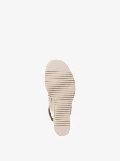 Tamaris Sandale A Talon En Cuir - Beige | Des Sandales