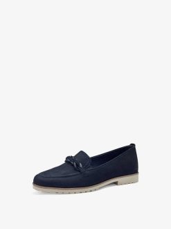 Tamaris Babouche En Cuir - Bleu | Chaussures Basses Et Pantoufles