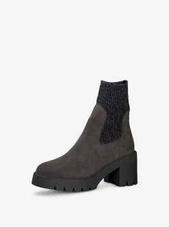 Tamaris Bottine Chelsea En Cuir - Gris | Bottines