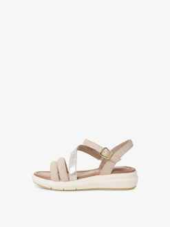 Tamaris Sandale En Cuir - Beige | Des Sandales