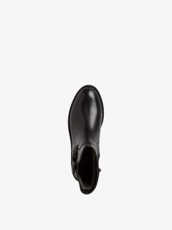 Tamaris Bottine Chelsea En Cuir - Noir | Bottines