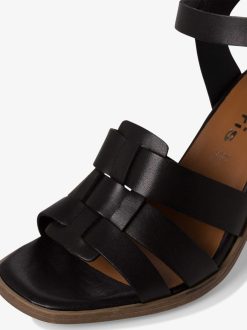 Tamaris Sandale A Talon En Cuir - Noir | Des Sandales