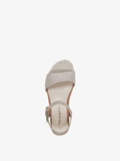 Tamaris Sandale En Cuir - Beige | Des Sandales