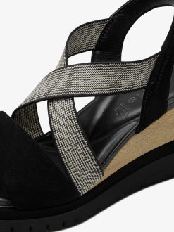 Tamaris Sandale A Talon En Cuir - Noir | Des Sandales