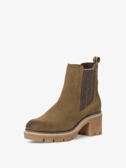 Tamaris Bottine Chelsea En Cuir - Vert | Bottines