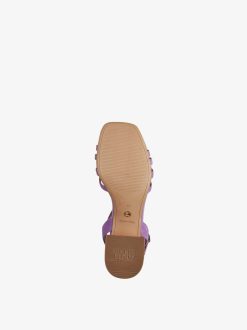 Tamaris Sandale A Talon En Cuir - Violet | Des Sandales