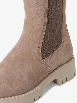 Tamaris Bottine En Cuir - Doublure Chaude Beige | Bottines