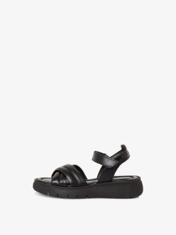 Tamaris Sandale A Talon En Cuir - Noir | Des Sandales