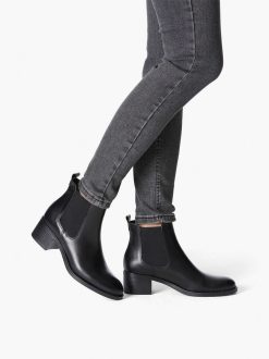 Tamaris Bottine Chelsea En Cuir - Noir | Bottines