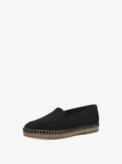 Tamaris Espadrille En Cuir - Noir | Chaussures Basses Et Pantoufles