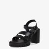 Tamaris Sandale A Talon En Cuir - Noir | Des Sandales