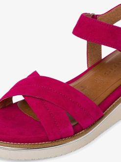 Tamaris Sandale A Talon En Cuir - Rose | Des Sandales