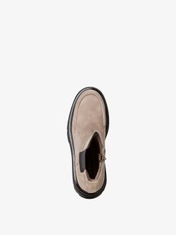 Tamaris Bottine Chelsea En Cuir - Beige | Bottines