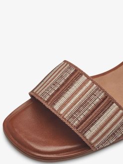 Tamaris Sandale A Talon En Cuir - Marron | Des Sandales