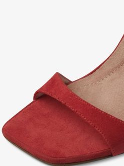 Tamaris Sandale A Talon En Cuir - Rouge | Des Sandales