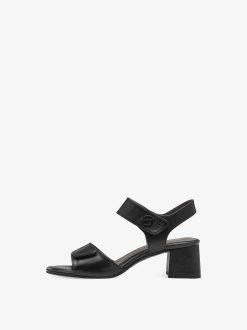 Tamaris Sandale A Talon En Cuir - Noir | Des Sandales