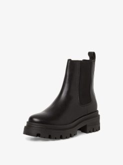 Tamaris Bottine Chelsea En Cuir - Noir | Bottines