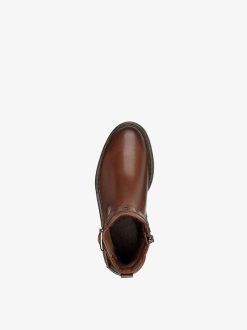 Tamaris Bottine Chelsea En Cuir - Marron | Bottines