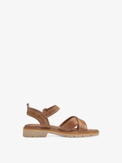 Tamaris Sandale En Cuir - Marron | Des Sandales