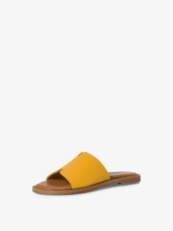 Tamaris Mule En Cuir - Jaune | Mules