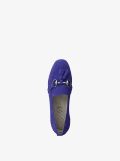 Tamaris Babouche En Cuir - Bleu | Chaussures Basses Et Pantoufles